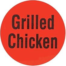 Grilled Chicken Labels Red Deli Dot Packaging Labels Black Imprint - 1"Dia 1000 Per Roll