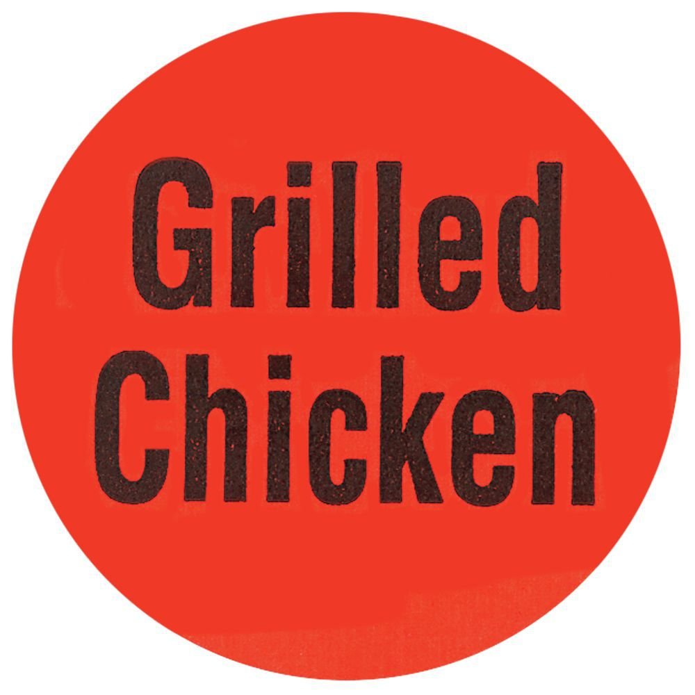 Grilled Chicken Labels Red Deli Dot Packaging Labels Black Imprint - 1"Dia 1000 Per Roll by HUBERT – 1 inch, Paper, Red, Pack of 1000, Model 18582