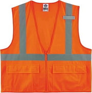 Ergodyne GloWear 8225Z ANSI High Visibility Orange Solid Reflective Safety Vest, Zipper Closure, 4XL/5XL