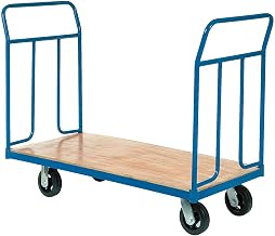 Global Industrial Wood Deck Platform Truck w/Removable Handles, 2400 Lb. Capacity, 8" Mold-On Rubber Wheels