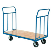Wood Deck Platform Truck w/Removable Handles by Global Industrial – 25"L x 23.5"W x 9.45"H, Plywood Deck with Steel Frame, Blue, Model 241683