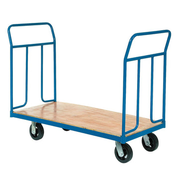 Wood Deck Platform Truck w/Removable Handles by Global Industrial – 25"L x 23.5"W x 9.45"H, Plywood Deck with Steel Frame, Blue, Model 241683