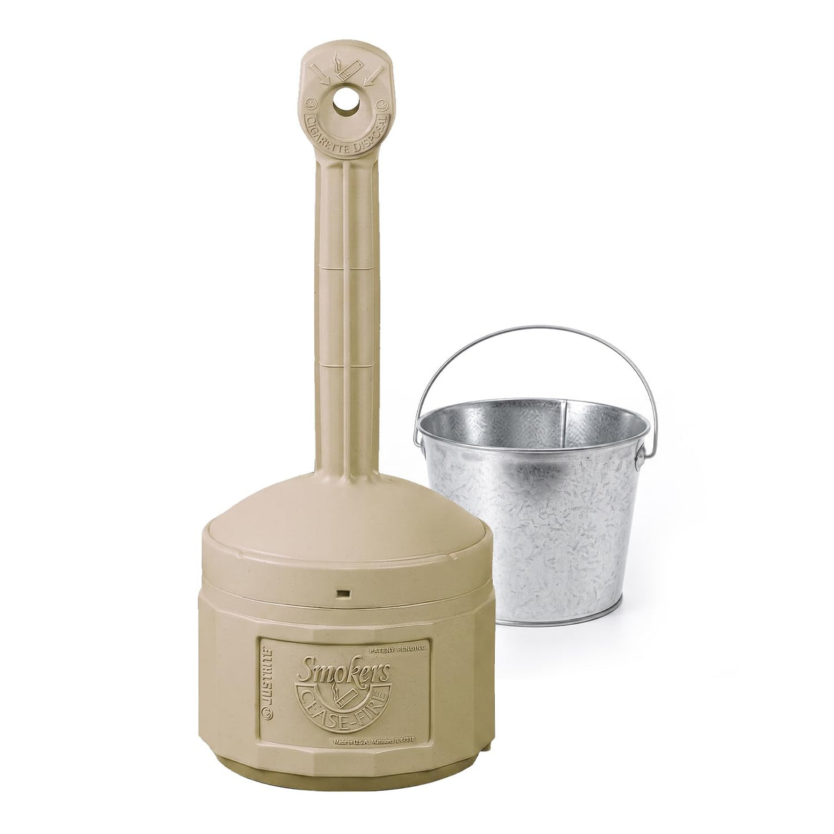 Justrite Adobe Beige / 4 Gallon / Cease-Fire Smoking Receptacles