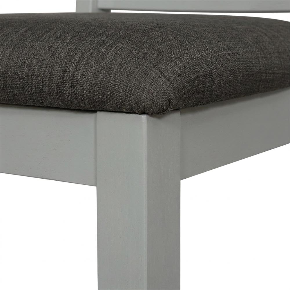 Rubberwood Upholstered Ladder Back Side Chairs Set of by Starlight Canyon Home – Rubberwood Solids with Mindy Veneers, Grey, Pack of 2