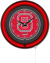 Holland Bar Stool Clk15BKNCarSt NCAA 15 in. Dia. North Carolina State University Double Neon Wall Clock Black
