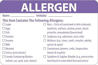 HUBERT Allergen Food Safety Label White with Purple Imprint - 3"L x 2"H, 500 per roll