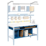 Lower Shelf Kit with Removable Dividers 72" W by Global Industrial – 22"L x 72"W x 3"H, Alloy Steel, Blue, Model 606966