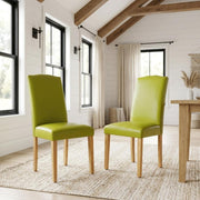 Parsons Dining Chair with High Back by Furnifact – Faux Leather, Oak, Pack of 2