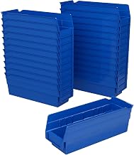 Akro-Mils 30120 Heavy Duty Plastic Shelf Bins, 12"x 4"x 4", Blue, 24-Pack