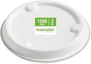 Lids for Responsible Products 2 oz Portion Cups, Tree-Less™ Compostable Molded Fiber Souffle Cup Lids, Extra Strength, Tree-Free and Made Without PFAS, White (1000 Count)