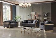 Riya Modern Gray 2-piece Living Room Set with Gold Accents