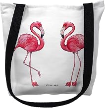 Betsydrake TY084WS 13 x 13 in. Flamingo White Background Tote Bag - Small