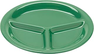 G.E.T. CP-10-FG Heavy-Duty 3-Compartment Divided Plastic Plates, 10.25", Forest Green (Set of 12)