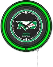 Holland Bar Stool Clk15BKNorDak NCAA 15 in. Dia. University of North Dakota Double Neon Wall Clock Black