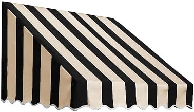 AWNTECH 10.38 FT. SAN Francisco Fixed Awning 124.5 in. W X 24 in. H X 48 in. D Acrylic Fabric in Linen/White Stripe SF24-10LW