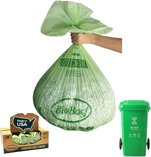 BioBag The Original Compostable Food Scrap Commercial Gallon Bags, 100% Compostable Certified (Made In USA) (120 Count, 23 Gallon)