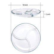FOYO Round Tempered Glass Divided Platter, 10 Inch, Set of 2