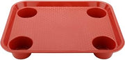 G.E.T. FT-20-R Stackable Cafeteria / Fast Food Plastic Tray, 17" x 14", Red (Set of 12)