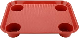 G.E.T. FT-20-R Stackable Cafeteria / Fast Food Plastic Tray, 17" x 14", Red (Set of 12)