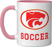 Carlisle High School Wildcats Soccer Ceramic Mug, Pink/White, 11oz