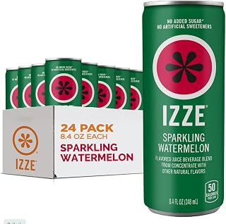 IZZE Sparkling Juice Beverage Blend, Watermelon, No Sugar Added, 8.4 FL OZ, 24 Cans