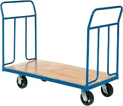 Global Industrial Wood Deck Platform Truck w/Removable Handles, 2400 Lb. Capacity, 6" Mold-On Rubber Wheels