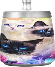 Cute Cats Butterflies Rose Splash Ashtray with Lid, Outdoor Ashtrays for Patio