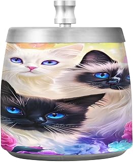 Cute Cats Butterflies Rose Splash Ashtray with Lid, Outdoor Ashtrays for Patio