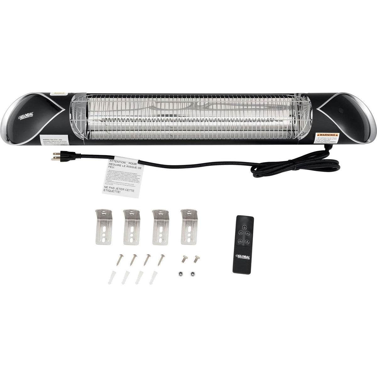 Infrared Patio Heater With Remote Control by Global Industrial – Aluminum, Black, Silver, Model STAR