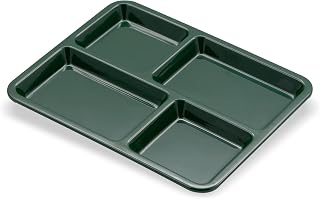 Carlisle FoodService Products Right Hand 4-Compartment Cafeteria / Fast Food Tray, 8.5" x 11", Forest Green