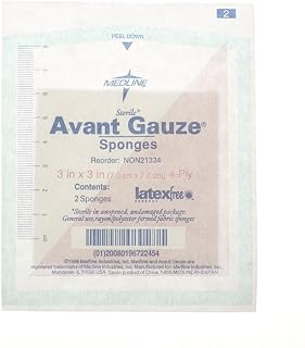 Medline Gauze Nonwoven Sponges, Sterile, 3 x 3 Inches, Box of 40