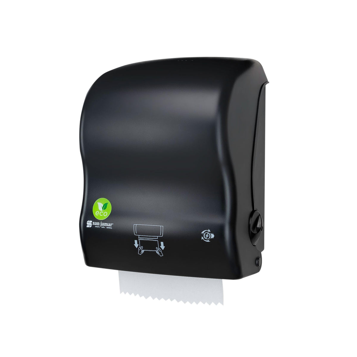 Ecologic Simplicity Recycled Plastic Manual Paper Towel Dispenser by San Jamar – ecoLogic, Acrylonitrile Butadiene Styrene, Black, Model T740