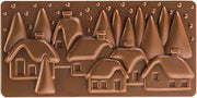 Pavoni PC5038 Polycarbonate Chocolate-Bar Mold with Three Xmas-Village Cavities, Each 77mm x 154mm x 10mm High