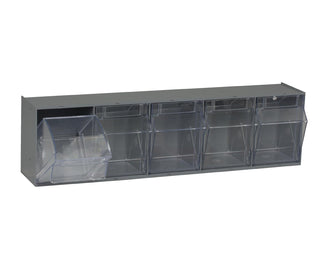 5 Drawers Tip Out Cabinet Part Organizer Gray 7" H x 24" W x 6" D by QUANTUM STORAGE SYSTEMS – Gray 7H x 24W x 6D, Plastic, Grey, Model QTB305GY