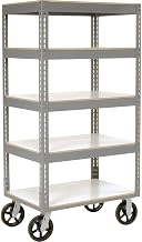 Global Industrial Easy Adjust Boltless 5 Shelf Truck, Laminate Shelves, Rubber Casters, 36" L x 24" W x 68" H