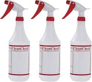 HUBERT Spray Bottles with Embossed Scale 32 oz Clear Plastic Imprinted - 3 3/8" Dia x 12 1/2" H, 3 per Pack