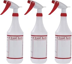 HUBERT Spray Bottles with Embossed Scale 32 oz Clear Plastic Imprinted - 3 3/8" Dia x 12 1/2" H, 3 per Pack