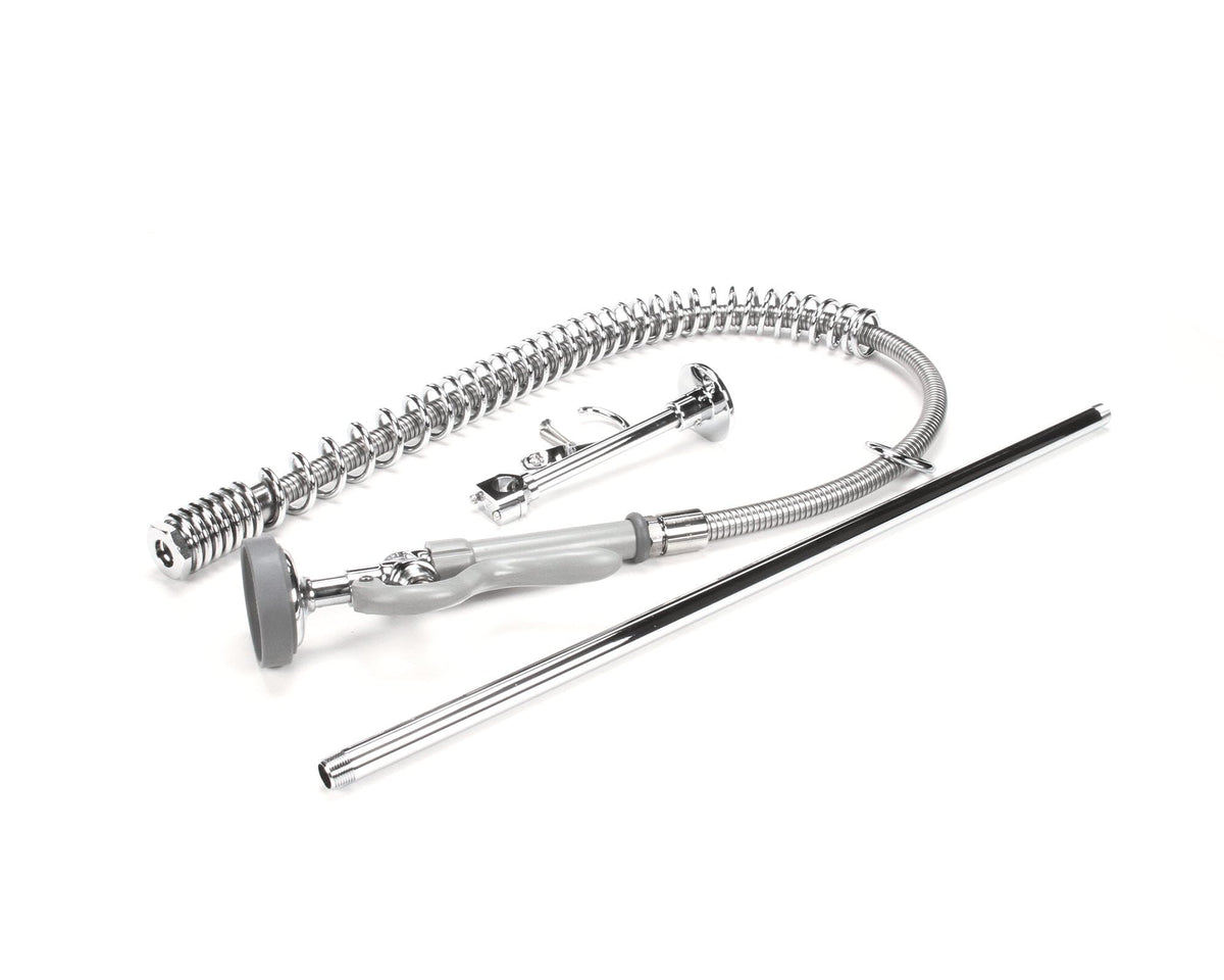Pre-Rinse Assembly 44" Stainless Steel Hose Self-Closing Squeeze Valve Wall Bracket by T&S Brass – Stainless Steel, Silver, Model B-2250-B