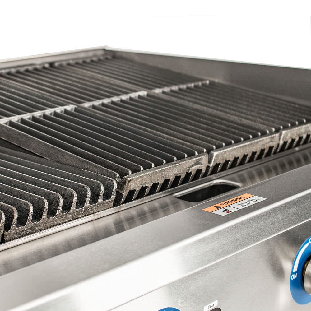Food Equip Countertop 36" Cast Iron Radiant Gas Charbroiler by Globe – Stainless Steel, Metallic, Model GCB36G-CR