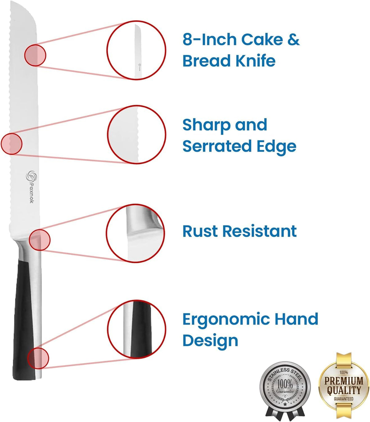 PAXNOK Pie Server and Cake Cutter Set, Stainless Steel, Black 13 Inch