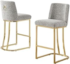 Rich Gray Boucle Fabric Counter Chairs with Chrome Base