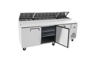 MPF8203 93" Pizza Prep Table Three Door Refrigerator 2 Year PARTS + LABOR / 5 Year Compressor WARRANTY by Atosa – 93", 26.0 cubic_feet, Model MPF8203GR