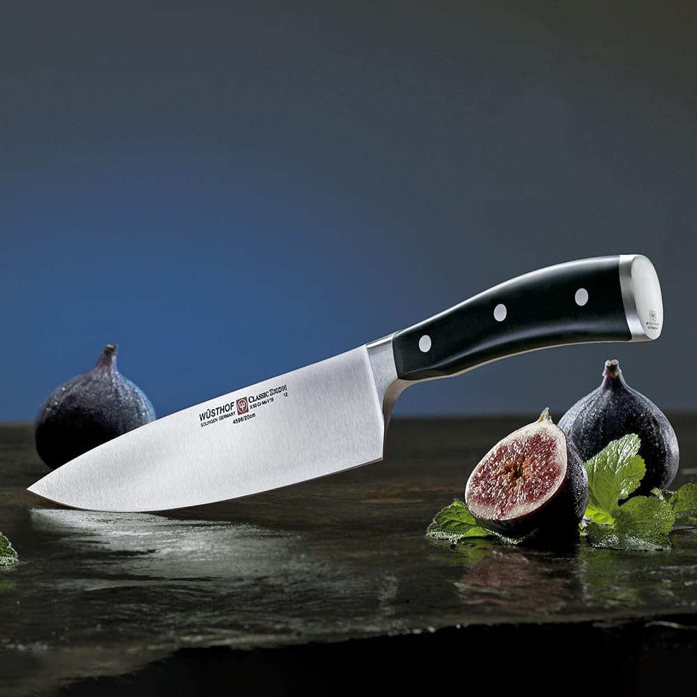 Classic IKON 8" Chef's Knife by Wüsthof – 8 Inch, Stainless Steel, Black, Model 4596/20