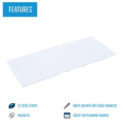 BVCFM2418 - 2 Magnetic Dry Erase Strips by MasterVision – 1"W x 2"H, Plastic, White
