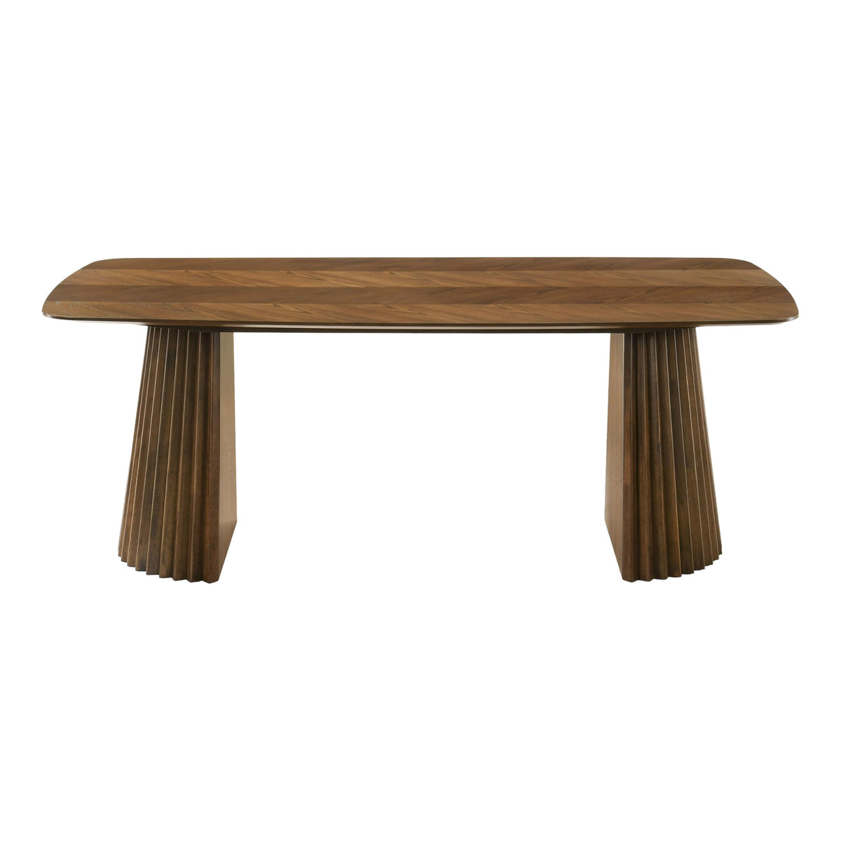 Sacks - Mid-Century Modern Herringbone Walnut Dining Table by Limari Home – Rubberwood, Walnut, Model LIM-85577
