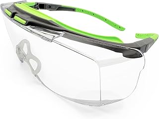 MAGID AcuSpex Semi-Frameless Clear Safety Glasses with PurVue Premium Anti-Forg Coating, 1 Pair, Black/Green, PCX4080