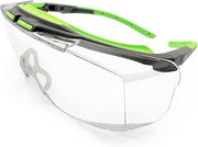 MAGID AcuSpex Semi-Frameless Clear Safety Glasses with PurVue Premium Anti-Forg Coating, 1 Pair, Black/Green, PCX4080