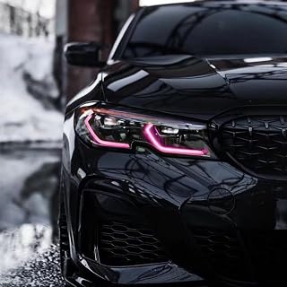 4Pcs CSL Yellow Angel Eyes DRL LED Modules Set Fit For 2019-2022 BMW 3 Series G20 330e 330eX 330i 330iX M340i M340iX Laser Headlight, Only For USA Spec Laser Headlight (Pink)
