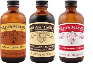 Nielsen-Massey Holiday Gifts Food Flavoring Bundle, Almond Extract, Peppermint Extract, Madagascar Bourbon Pure Vanilla Extract for Baking and Cooking, 4 Ounce Bottles