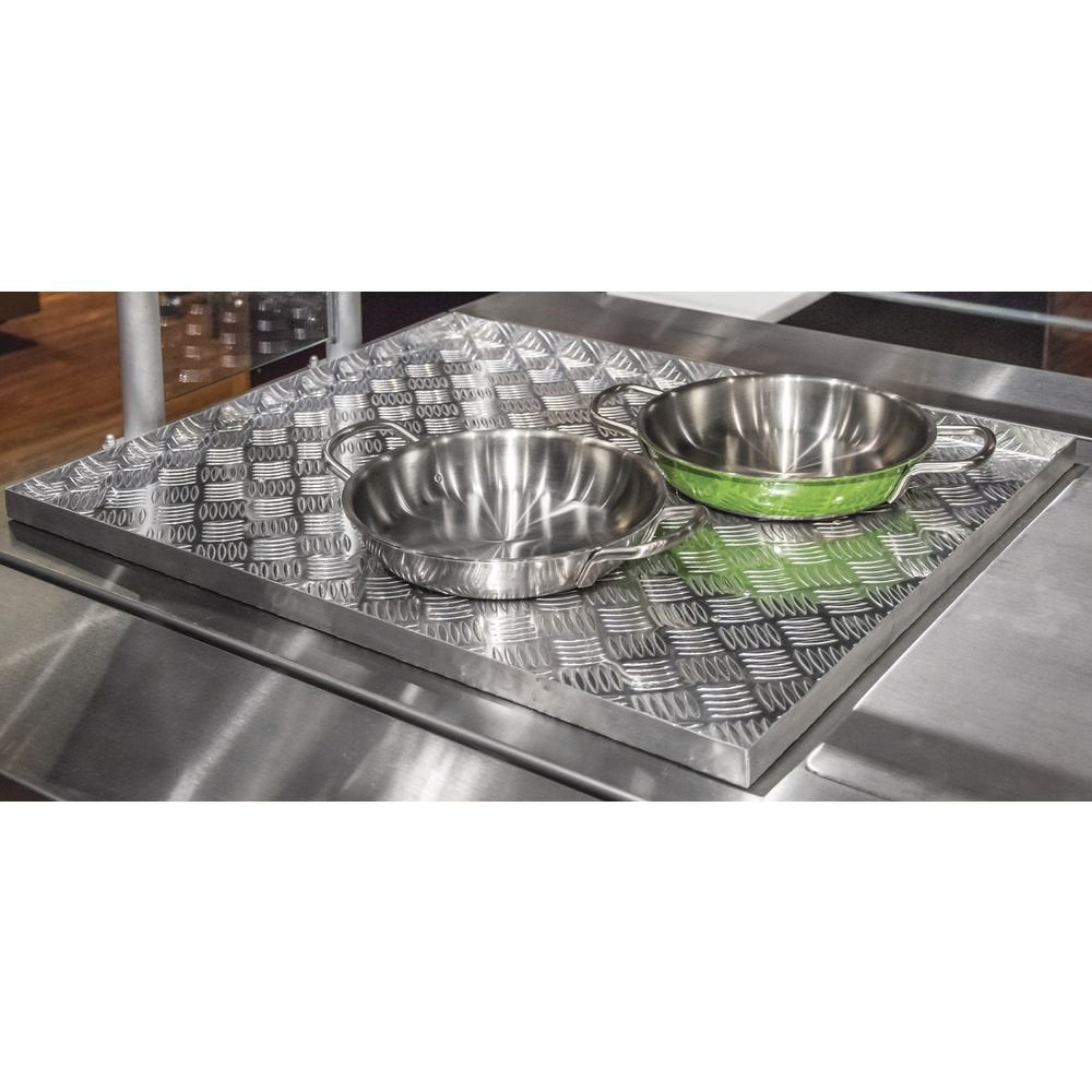 Steam Table Well Cover Double-Well Stainless Steel - 27 1/2" L x 23 3/4" W x 3 1/2" H by HUBERT – Aluminum, Silver, Model TR12901ALU